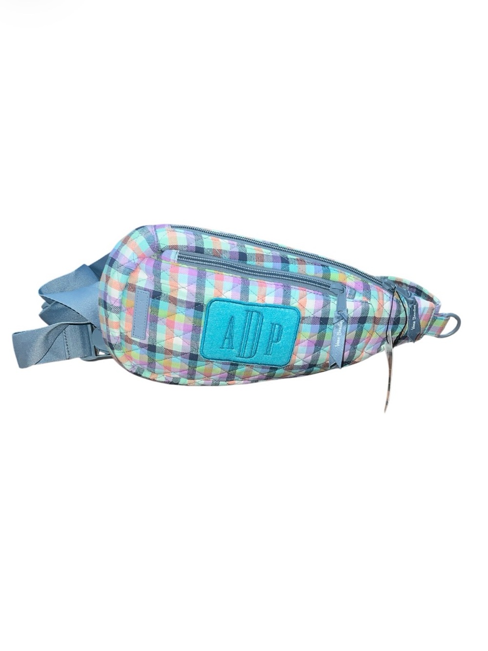 Vera Bradley Pastel Plaid Crossbody Sling with Aqua Patch - Picture 4 of 5